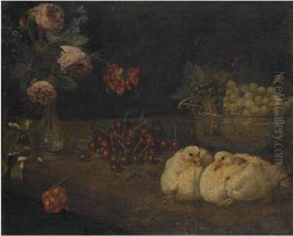 A Still Life With Grapes In A Bowl Oil Painting by Felice Boselli