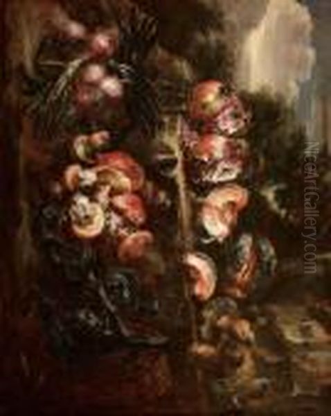 Melograne, Funghi, Zucche, Cipolle Ecarciofi Oil Painting by Felice Boselli