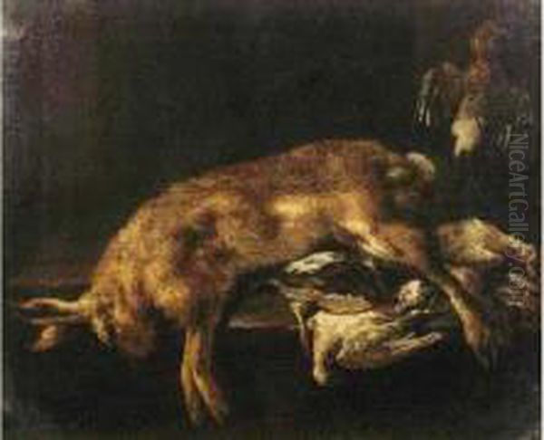 Nature Morte Au Lievre Et Aux Oiseaux. Oil Painting by Felice Boselli