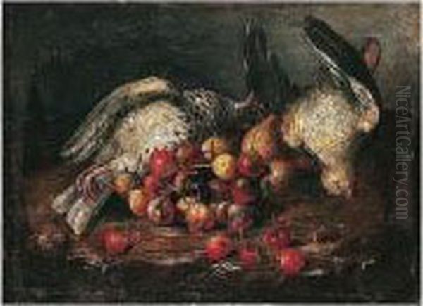 Still Life Of Cherries, Pears And Pigeon Oil Painting by Felice Boselli