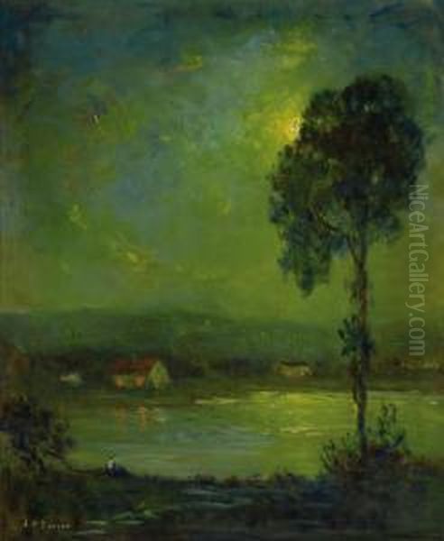 Sunset Across The Lake Oil Painting by Joseph Henry Boston
