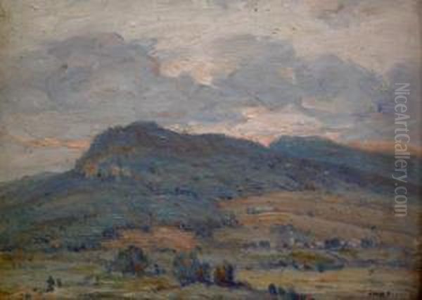 Rolling Clouds Over A Landscape Oil Painting by Joseph Henry Boston