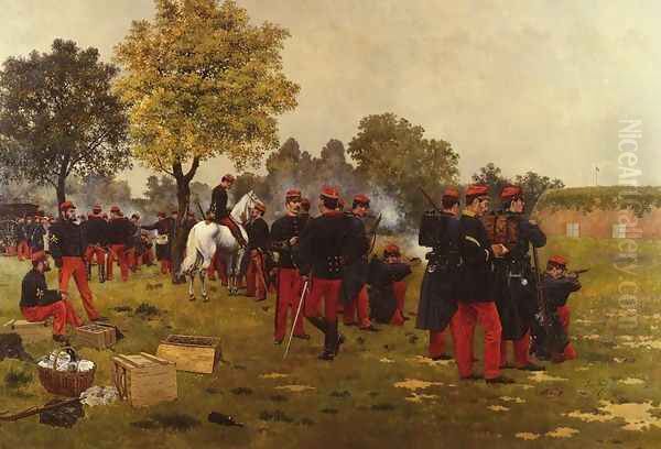 Le Tir A La Cible (Target Practise) Oil Painting by Achille Jean Theodore Brail