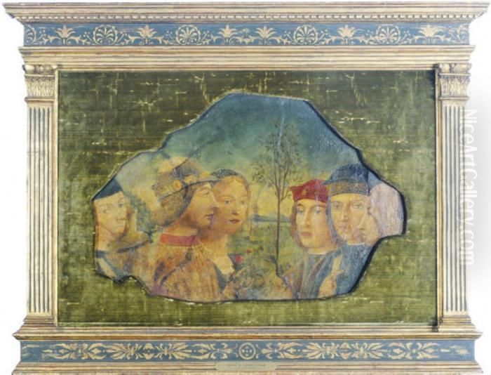 Figures In A Landscape Oil Painting by Sandro Botticelli