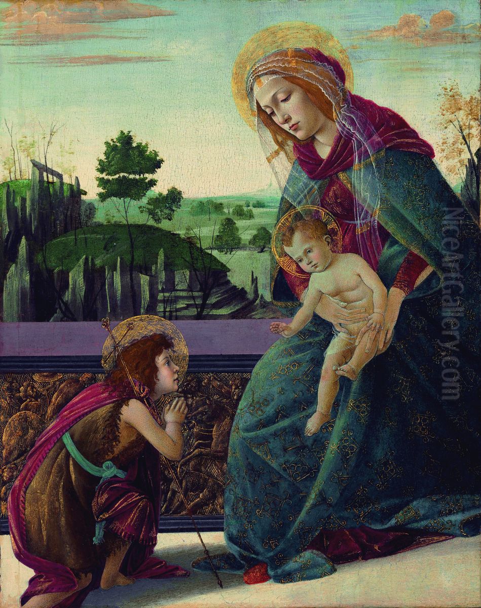 The Madonna And Child With The Young Saint John The Baptist Oil Painting by Sandro Botticelli