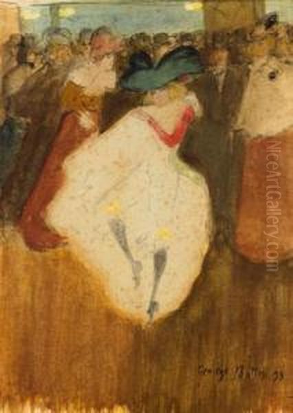 Scene Des Folies Bergeres Oil Painting by Georges Bottini