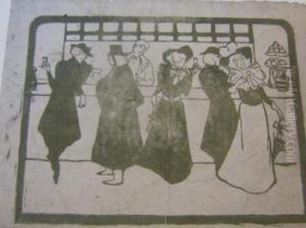 Au Bar Oil Painting by Georges Bottini