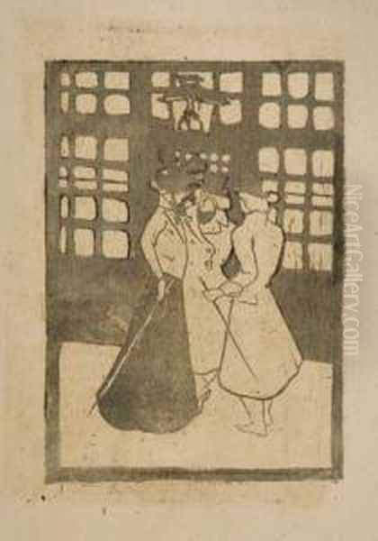 Sortie De Cafe Oil Painting by Georges Bottini