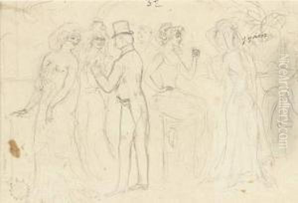 Au Bal Masque Oil Painting by Georges Bottini