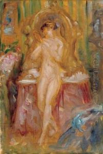 Nu Au Miroir Oil Painting by Georges Bottini