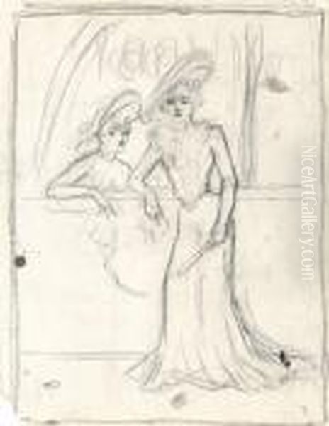 La Loge : Conversation Oil Painting by Georges Bottini