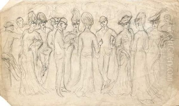 Causerie Au Bar Oil Painting by Georges Bottini