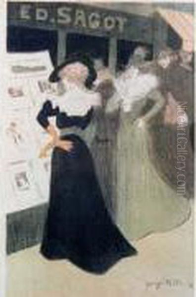 < Chez Ed. Sagot >. Oil Painting by Georges Bottini