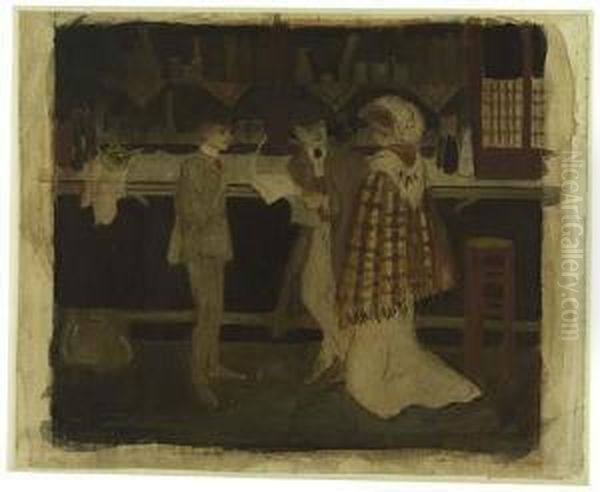 Au Bar>. Oil Painting by Georges Bottini