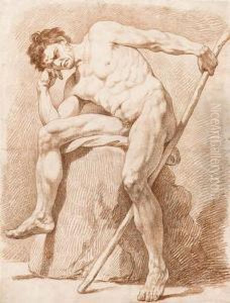 Bouchardon, E.
An Academy Of A Seated Nude Holding A Staff Oil Painting by Edme Bouchardon