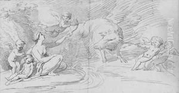 Bouchardon, E.
Putti And A Nymph Playing With A Boar Oil Painting by Edme Bouchardon