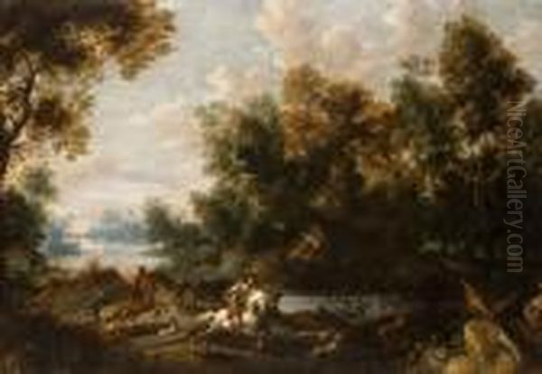 Vadaszat Vedett - No Export Oil Painting by Adriaen Frans Boudewijns