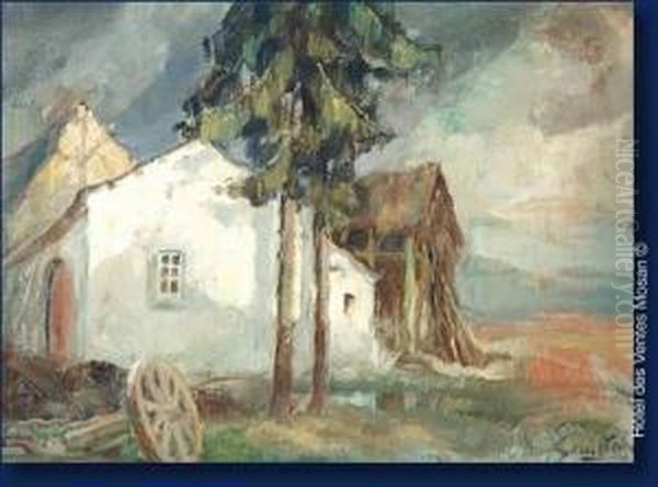 Paysage A La Ferme Oil Painting by Georges Bouillon