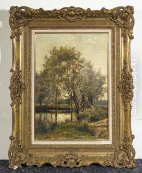 Baume Am Teich. Oil Painting by Auguste Boulard