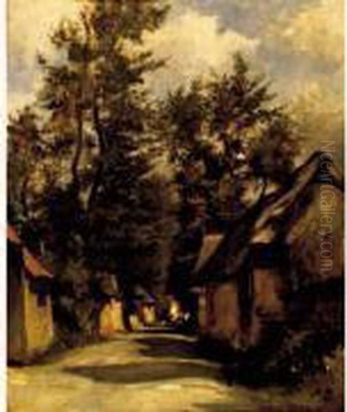 Rue Du Village Sous Le Soleil Normand Oil Painting by Auguste Boulard