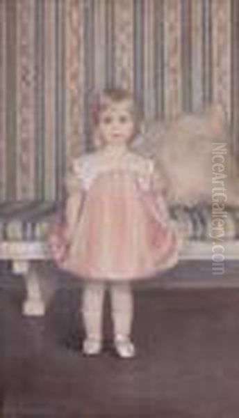 Portrait De Petite Fille Oil Painting by Bernard Boutet De Monvel