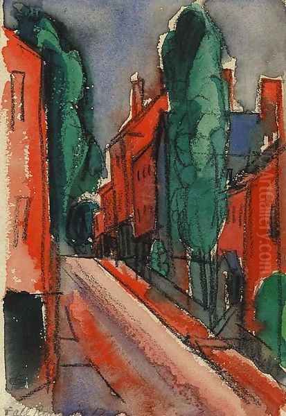 Fall River Oil Painting by Oscar Bluemner