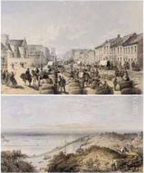 Including Blinkwater Hill, Wolf 
River, Fort Beaufort, Chumie, King William's Town, Graham's Town From 
The Bay Road, Fort Armstrong Kat River, Boma Pass, Blinkwater Drift, 
Mount Misery Waterkloof, Burns Hill Missionary Station, Peffer's Kop 
Near Al Oil Painting by Thomas William Bowler