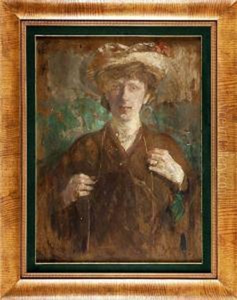 Portret Kobiety W Kapeluszu Oil Painting by Olga Boznanska