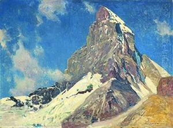 Das Matterhorn Von
 Nordosten. Oil Painting by Eugen Felix Prosper Bracht