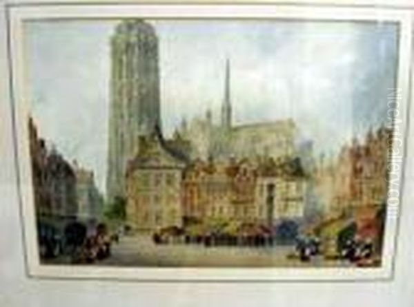 Watercolour, Birmingham Street 
Scene Entitled 