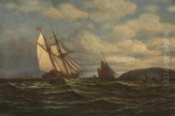 Fishing Boats Off A Northern Headland Oil Painting by William Bradford