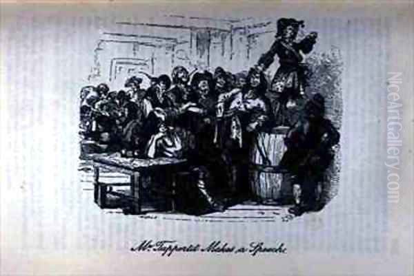 Mr Tappertit Makes a Speech Oil Painting by Hablot Knight Browne