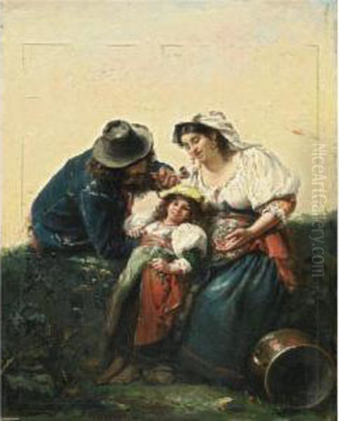 The Italian Family Oil Painting by Edouard Brandon