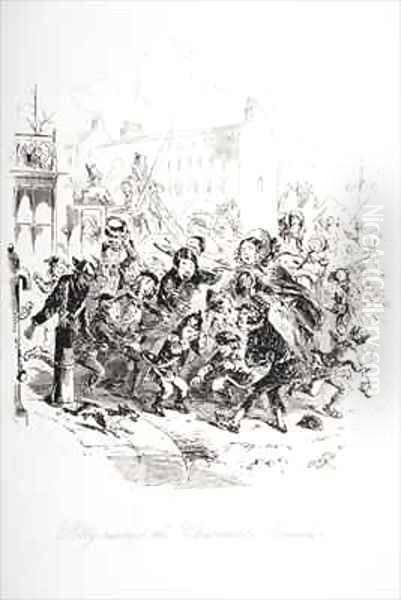 Polly rescues the Charitable Grinder Oil Painting by Hablot Knight Browne