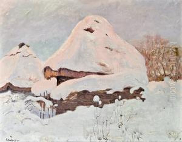 Schneelandschaft Oil Painting by Roman Bratkowski