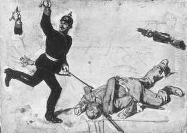 Szene Aus Dem 
Deutsch-franzosischen Krieg 1870/71. Detailstudie Zu Dem Rundgemalde Des
 