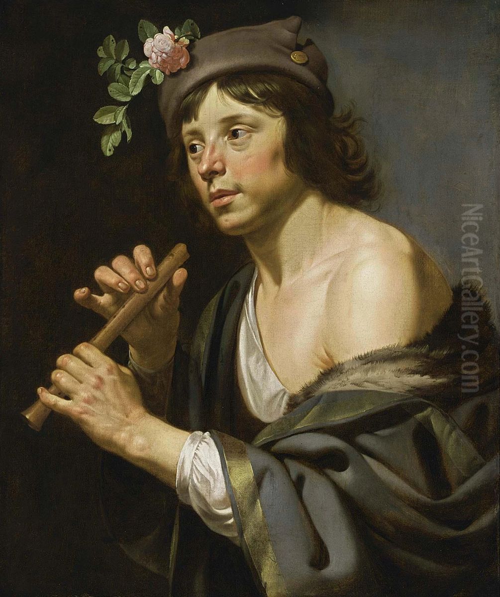 Shepherd Holding a Flute Oil Painting by Jan Van Bijlert