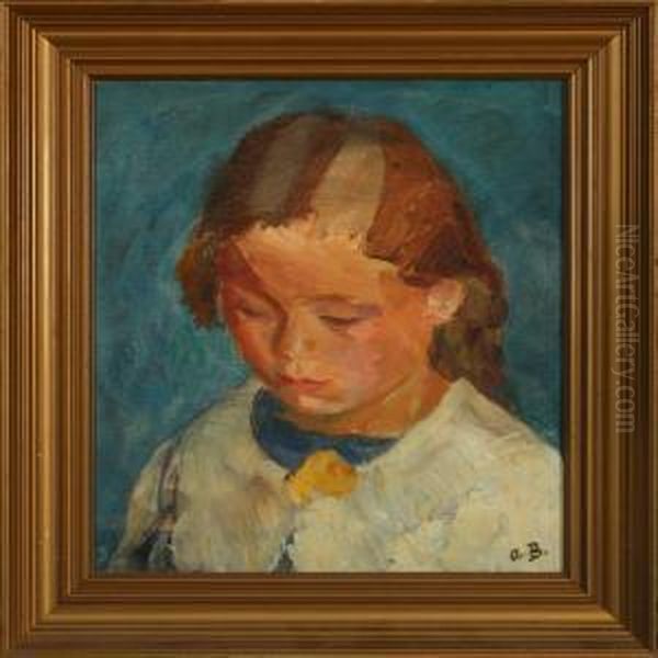 Portrait Of A Small Girl Oil Painting by Axel Bredsdorff