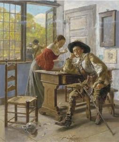 One Drink Too Many Oil Painting by Heinrich Breling