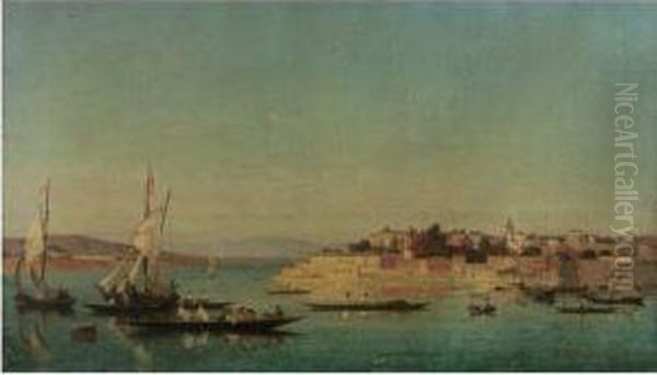 Vue A Travers La Corne D'or, Constantinople Oil Painting by Fabius Germain Brest