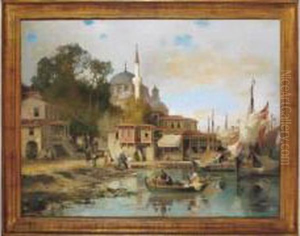 Sur Les Bords Du
 Bosphore Oil Painting by Fabius Germain Brest