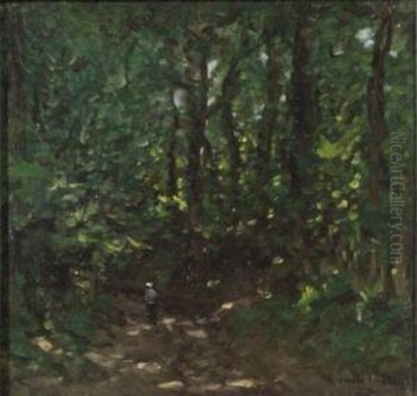 Woodland Path Oil Painting by Emile Adelard Breton