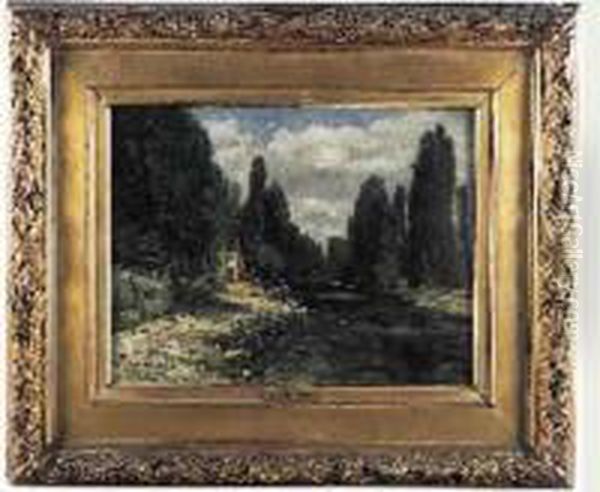 Lavandieres Au Bord De La Riviere Oil Painting by Emile Adelard Breton