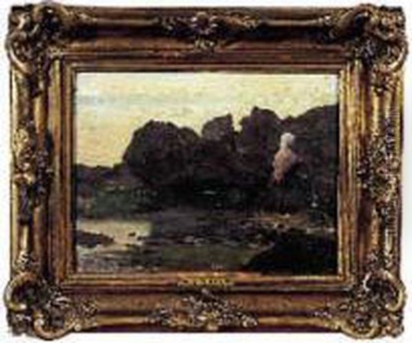 Une Signee En Bas A Droite. Oil Painting by Emile Adelard Breton