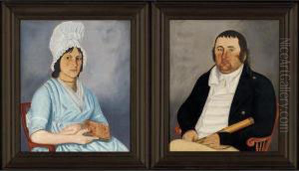 Captain And Mrs. M.b. Lewis Oil Painting by John Brewster Jr.