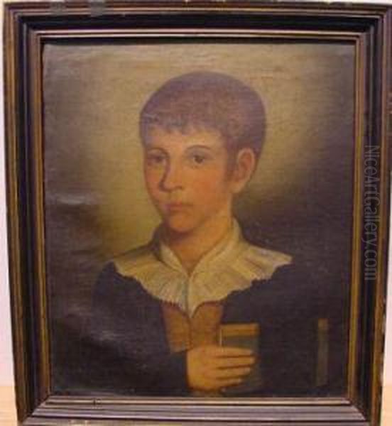 Portrait Of A Boy Holding A Book Oil Painting by John Brewster Jr.