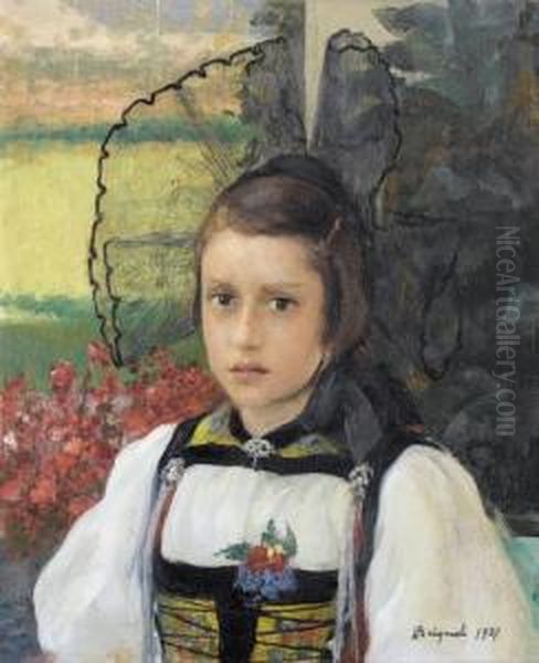 Portrat Von Helen Gerber. Oil Painting by Luigi Brignoli