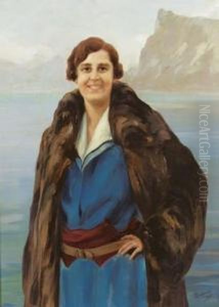 Portrat Von Hanneli Gerber. Oil Painting by Luigi Brignoli