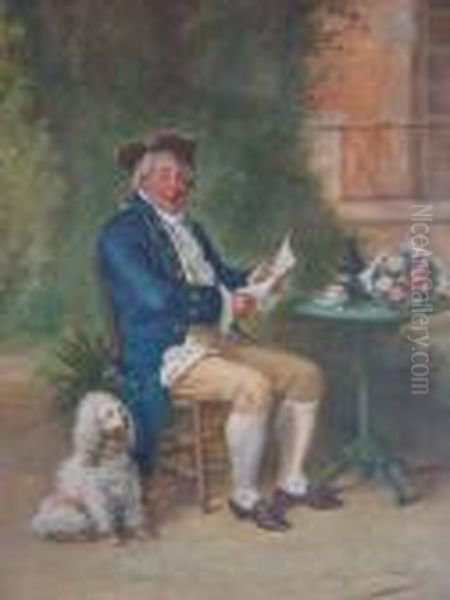 Portrait D'homme A La Lettre Oil Painting by Louis Georges Brillouin