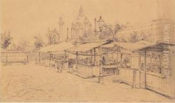 Der Alte Naschmarkt Inwien Oil Painting by Antonio, Anton Brioschi